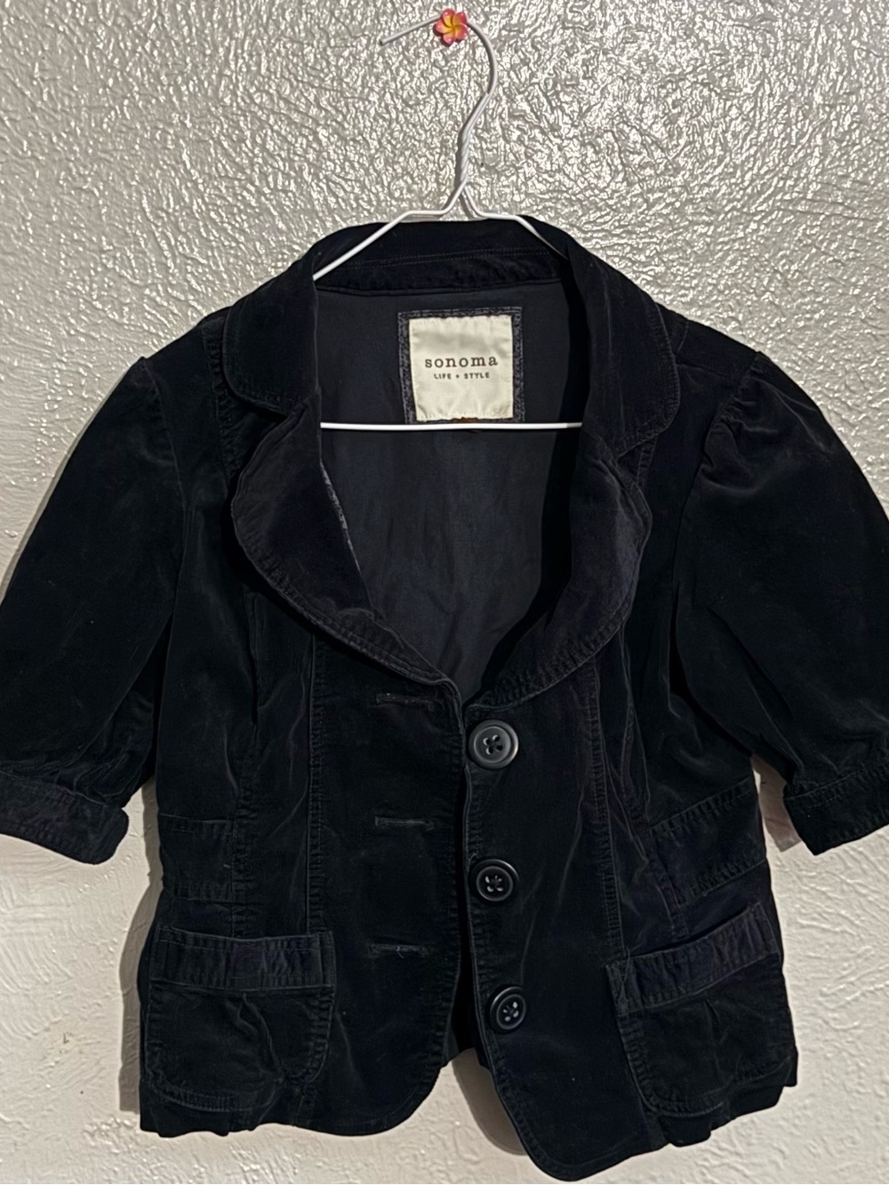 Sonoma Black Fitted Puff Sleeve Blazer Jacket Y2K 2000s Size S